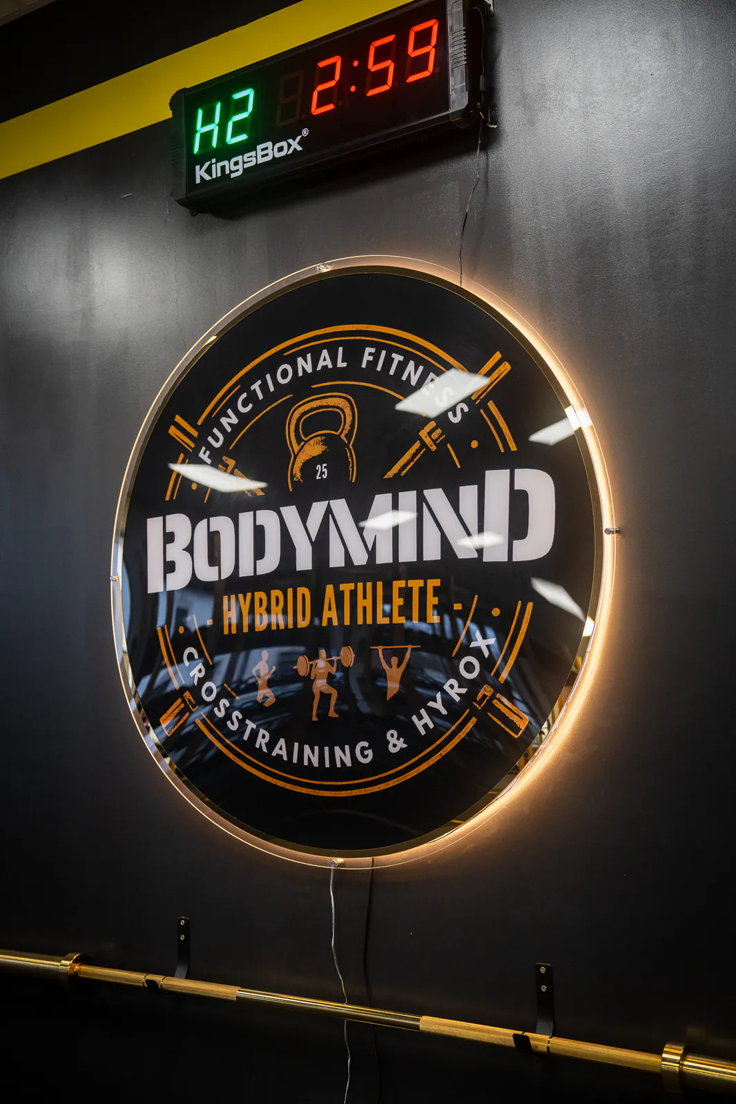 Enseigne BodyMind Fitness dans la salle de Ghlin